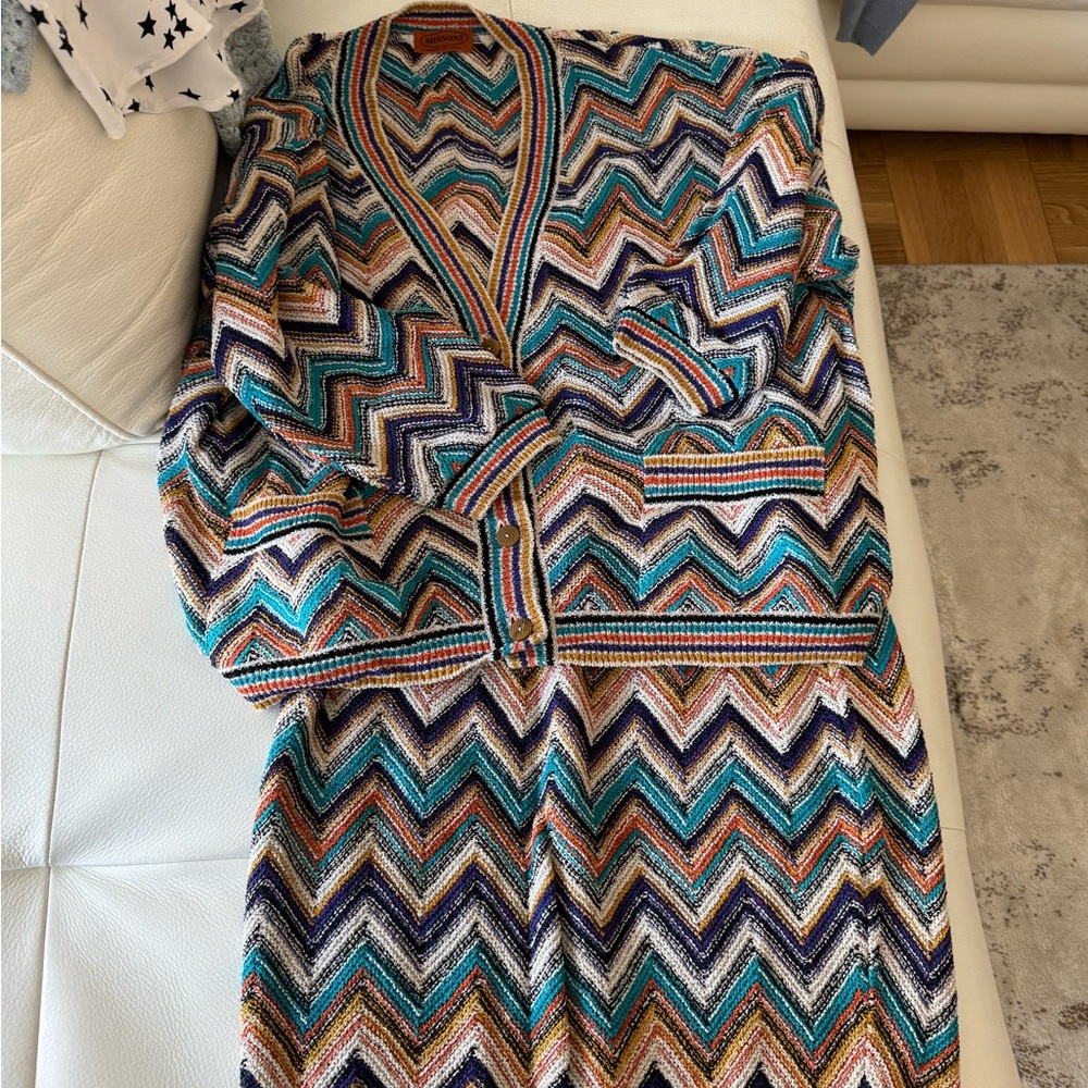 Missoni Multicolor Chevron Cardigan and Skirt Set Size 8 (44)